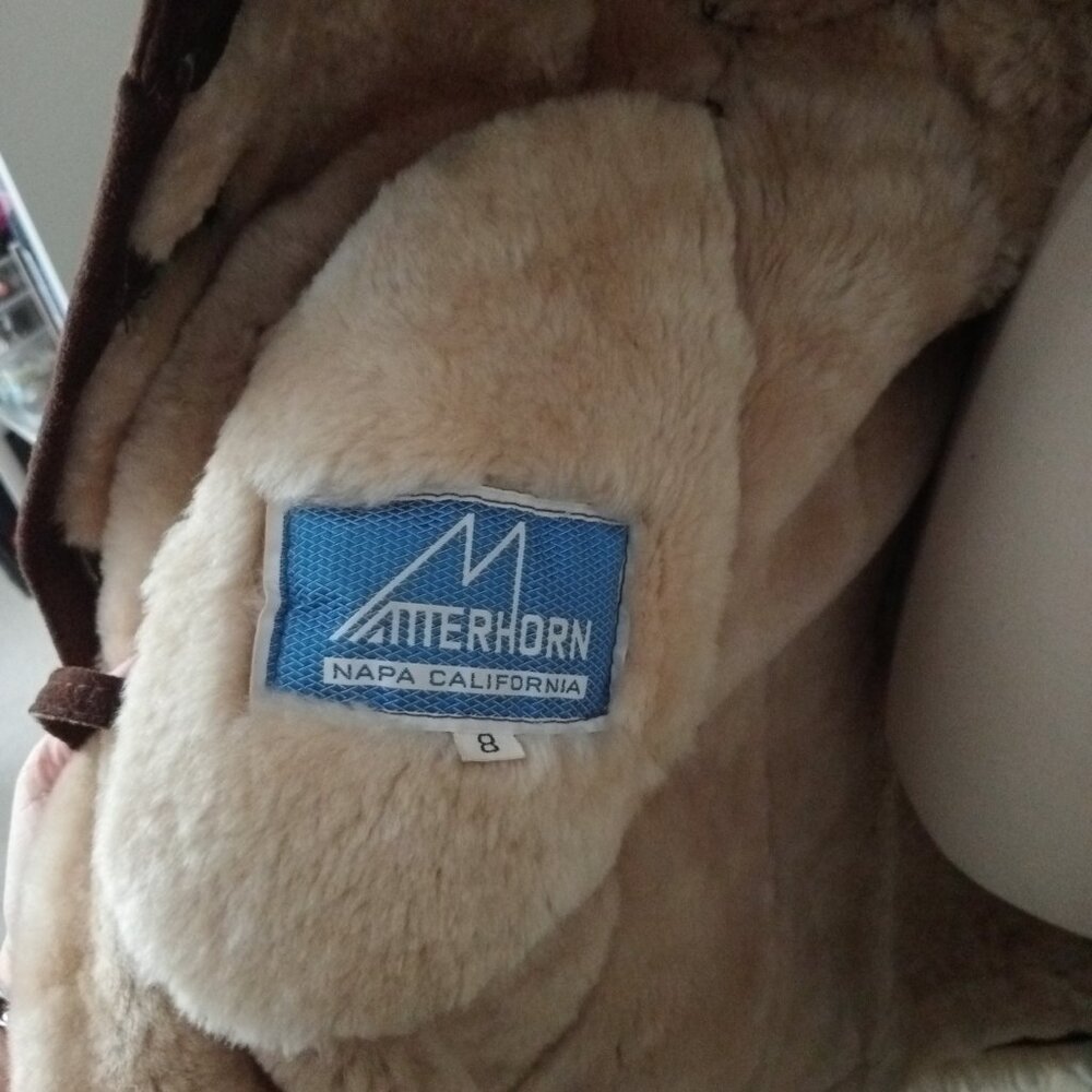 True Vintage 60s 70s Penny Lane Faux Suede Fur Princess Coat Brown - Picture 5 of 6